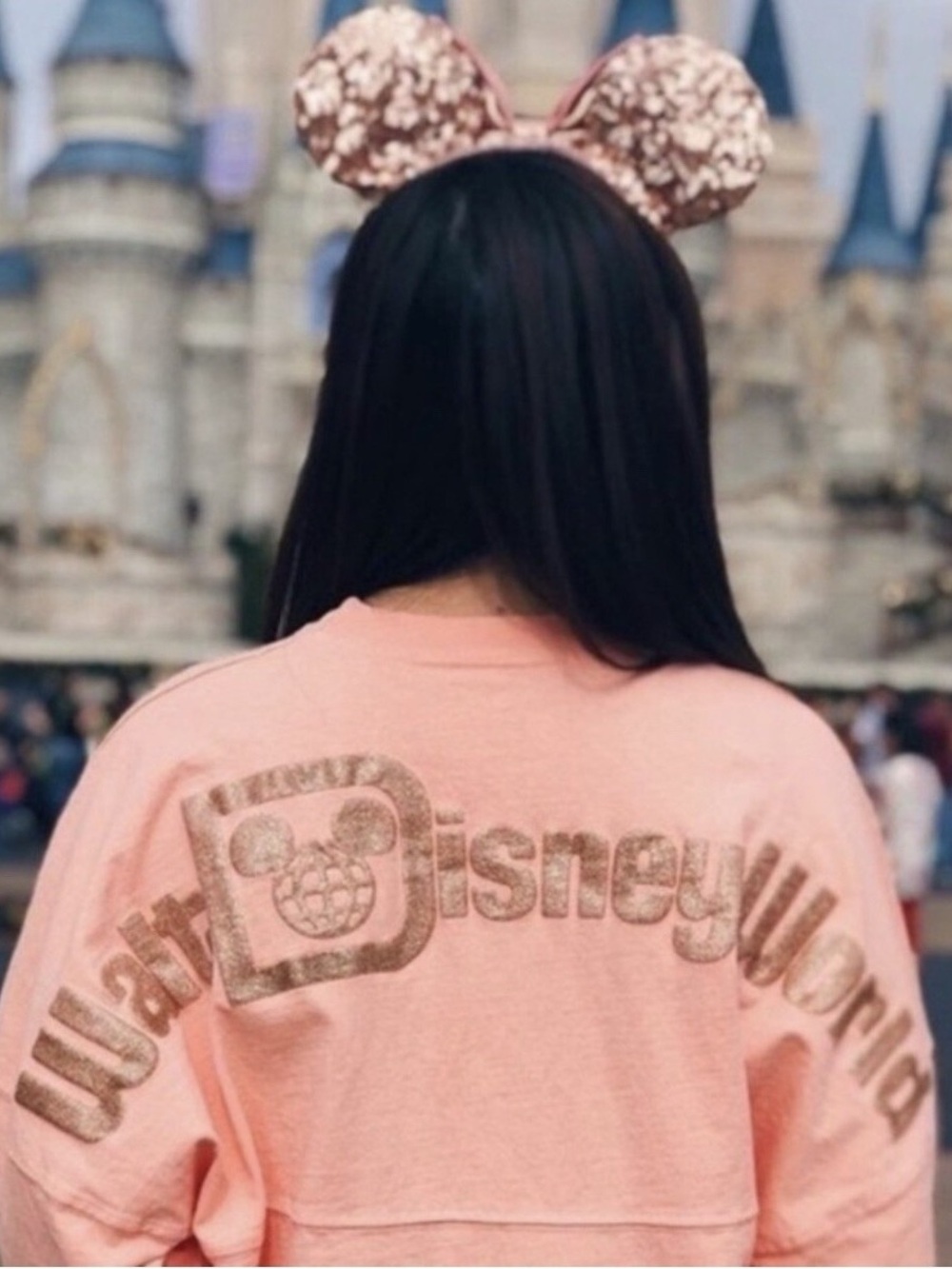 Walt Disney World Spirit Jersey Briar Rose Pink Gold Glitter Logo Size Small